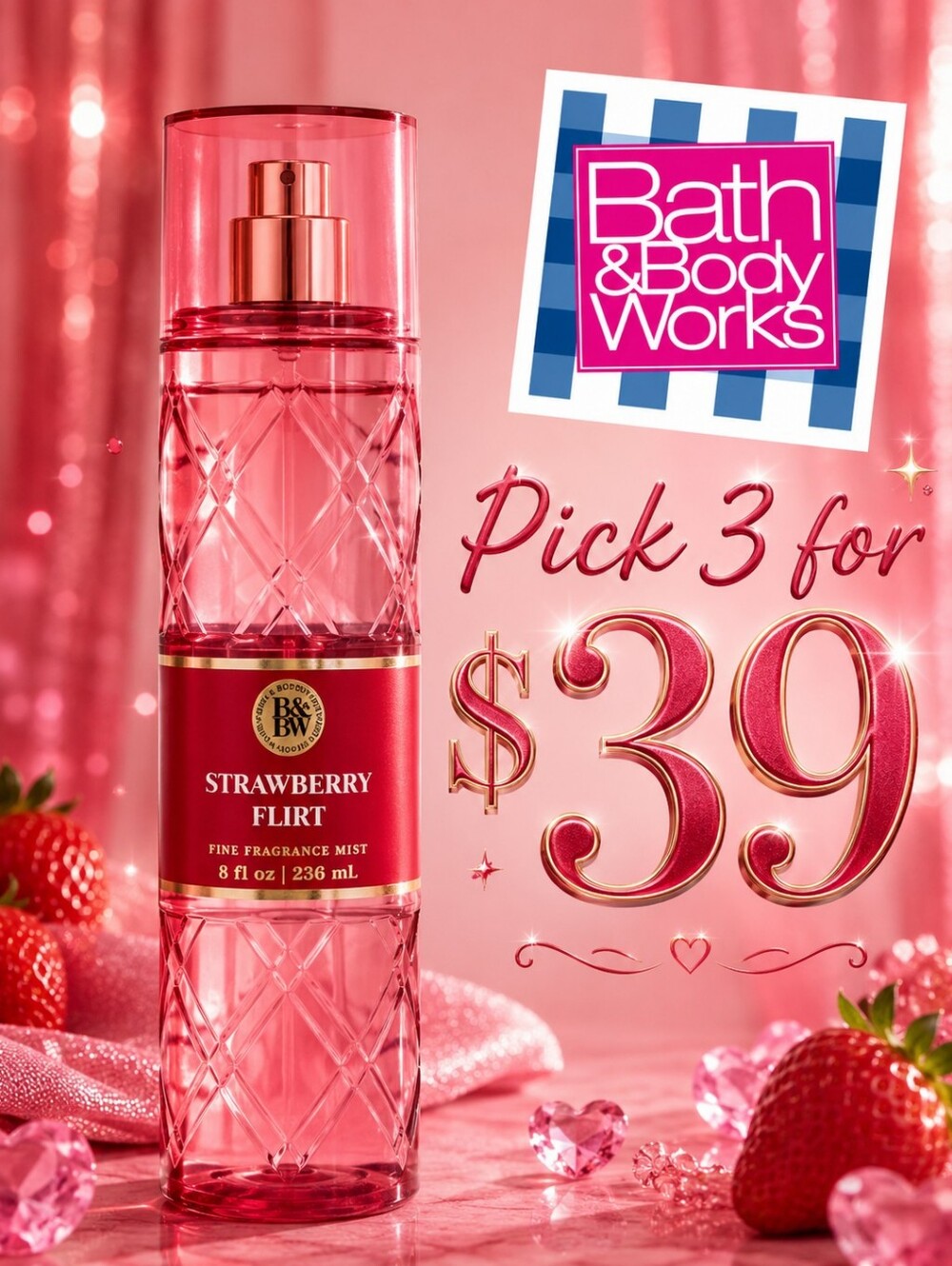 Bath And Body Works Strawberry Flirt - Luxury Collection
